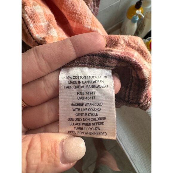 The Sweaty Blonde 100% Cotton Pink Purple Plaid Acid Washed Flannel OS - Picture 3 of 6